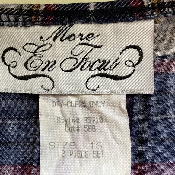 More En Focus Button Down Plaid Dress Sz 16 - Picture 8 of 8